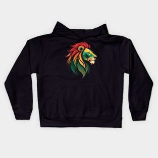 Vintage Lion Silhouette in Red, Gold, and Green Kids Hoodie